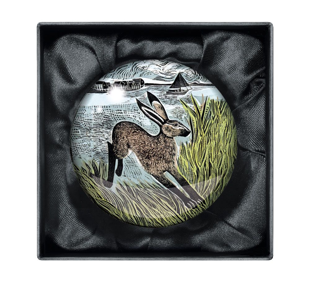 Angela Harding Young Hare Crystal Dome Paperweight - Bee's Emporium