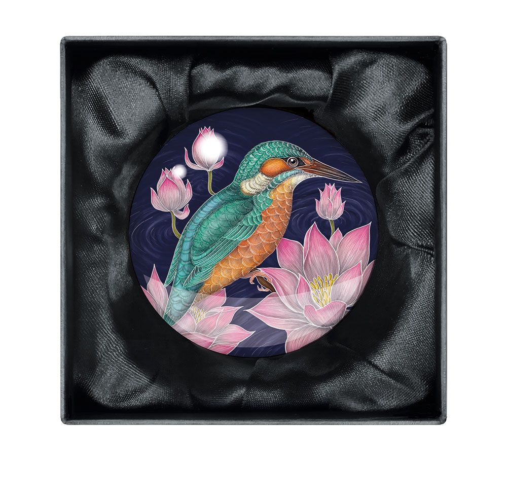 Catherine Rowe Kingfisher Crystal Dome Paperweight - Bee's Emporium