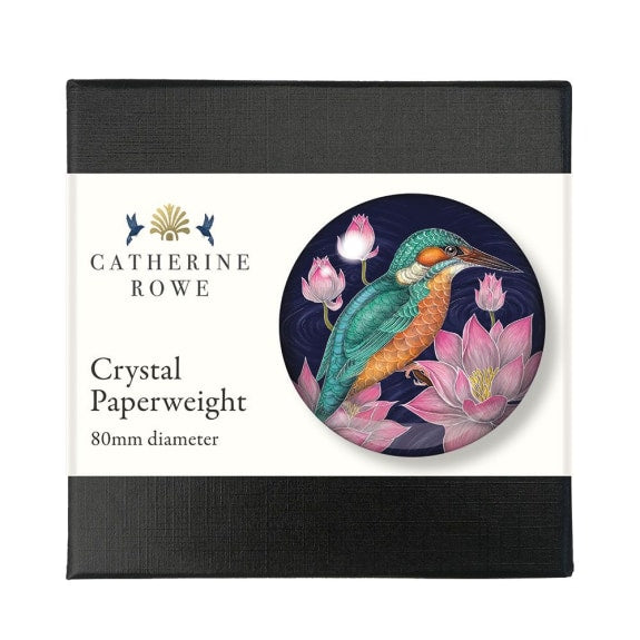 Catherine Rowe Kingfisher Crystal Dome Paperweight - Bee's Emporium