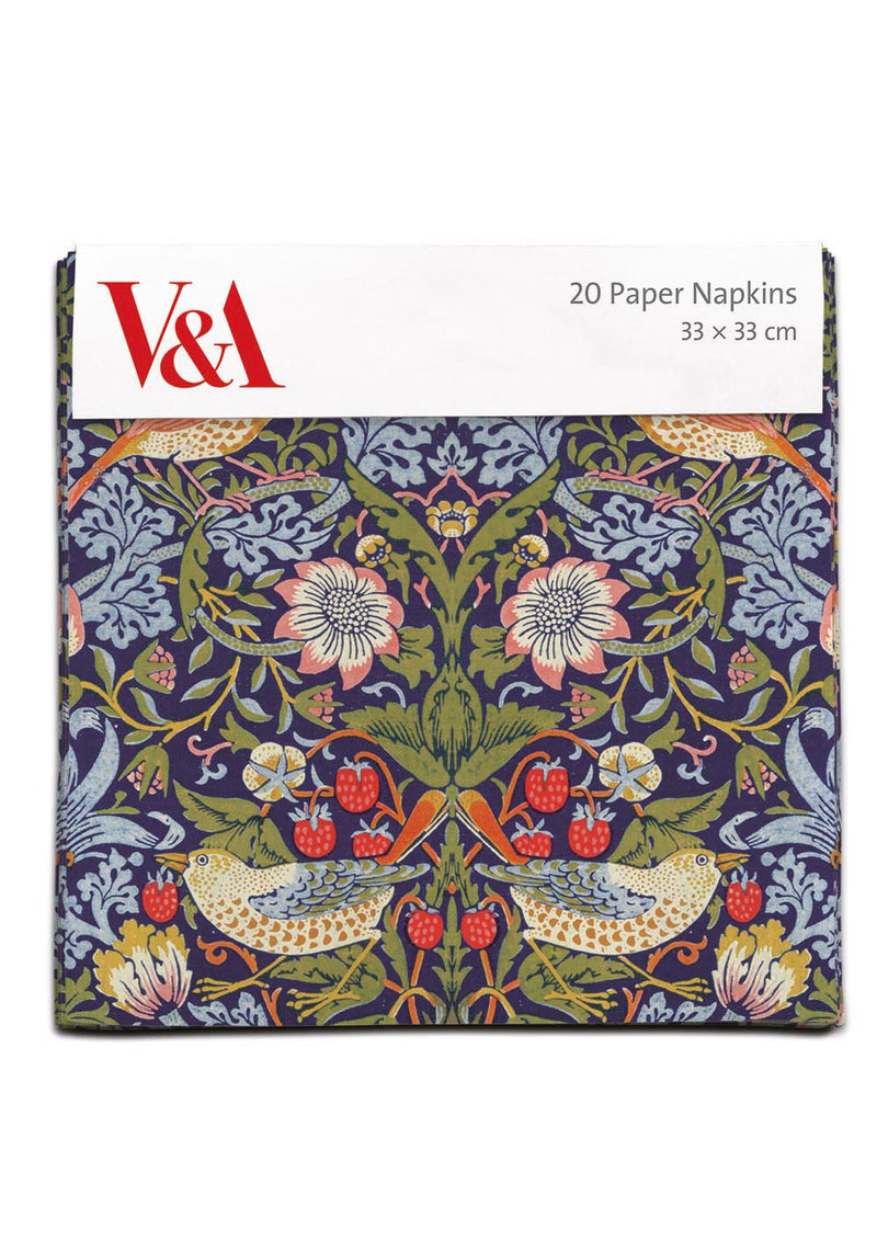 V&A William Morris Strawberry Thief Pack of 20 Paper Napkins