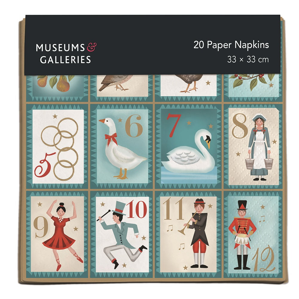 Twelve Days of Christmas by Deva Evans Pack of 20 Christmas Paper Napkins