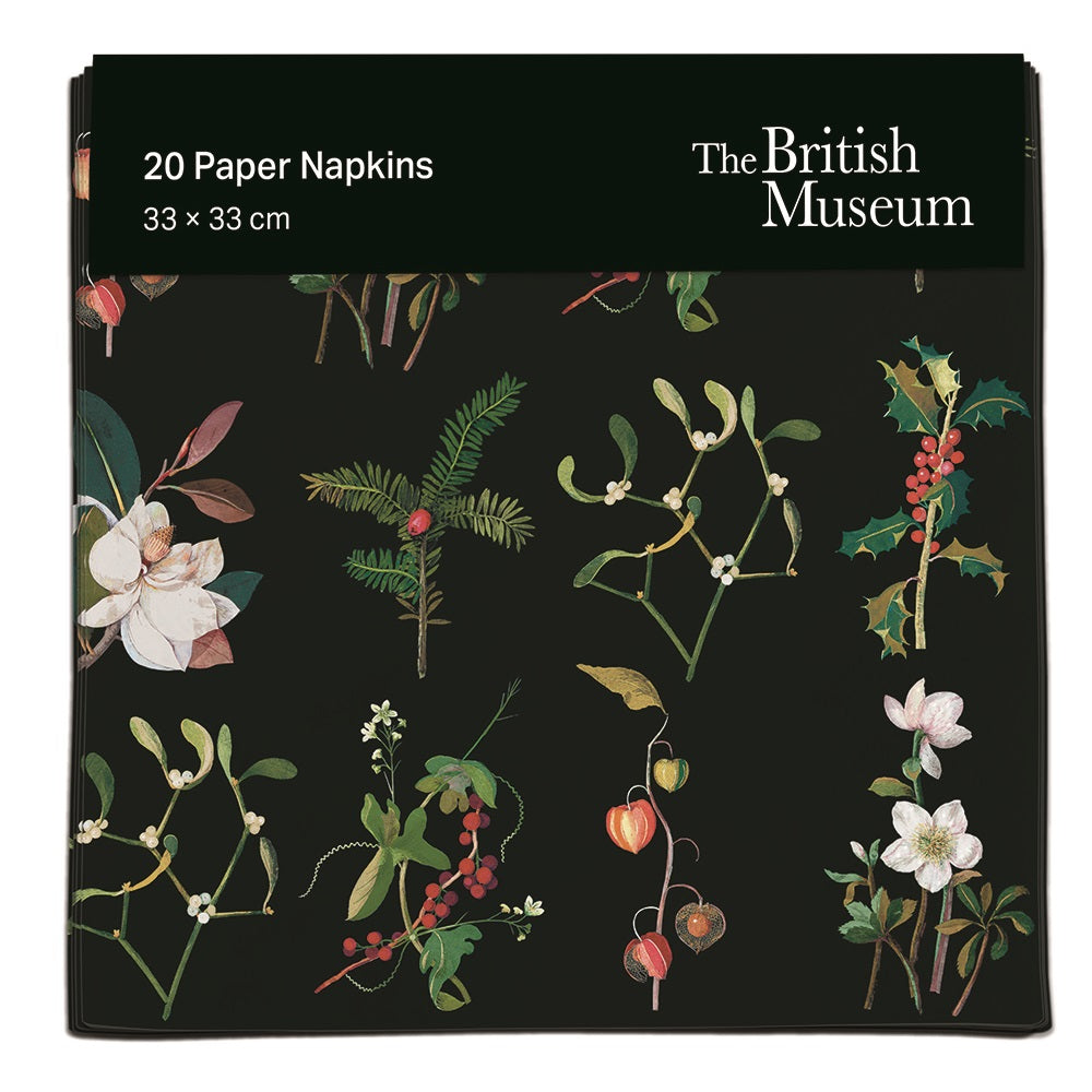 The British Museum Delany Christmas Foliage Pack of 20 Christmas Paper Napkins