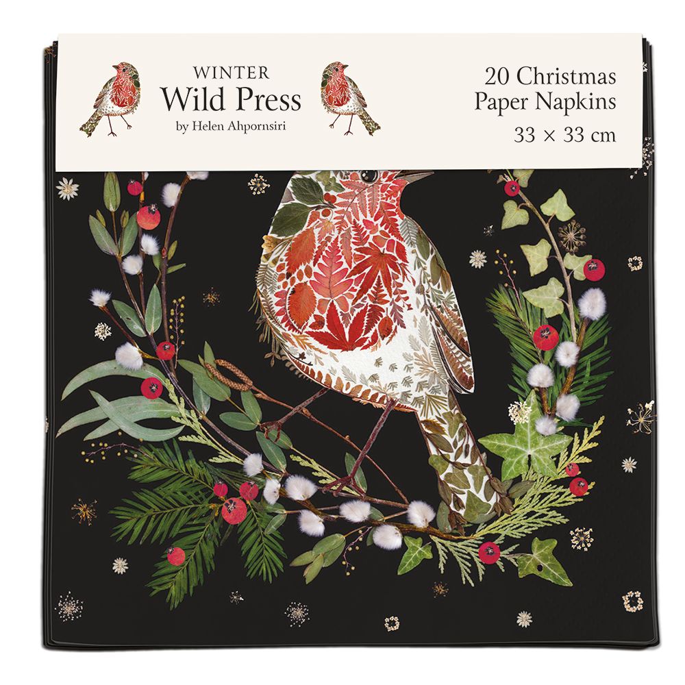Wild Press Woodland Wreaths Pack of 20 Christmas Paper Napkins
