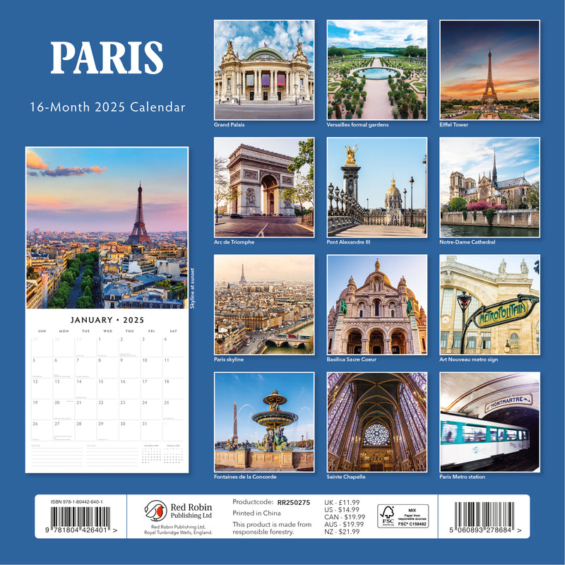 Paris 2024 Square Wall Calendar