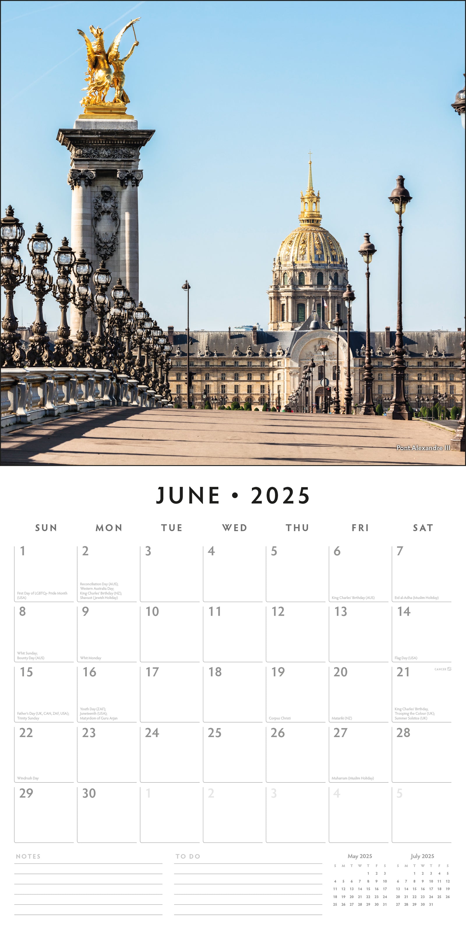 Paris 2025 Square Wall Calendar