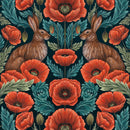 Poppy Red Hares by Catherine Rowe Blank Greeting Card with Envelope