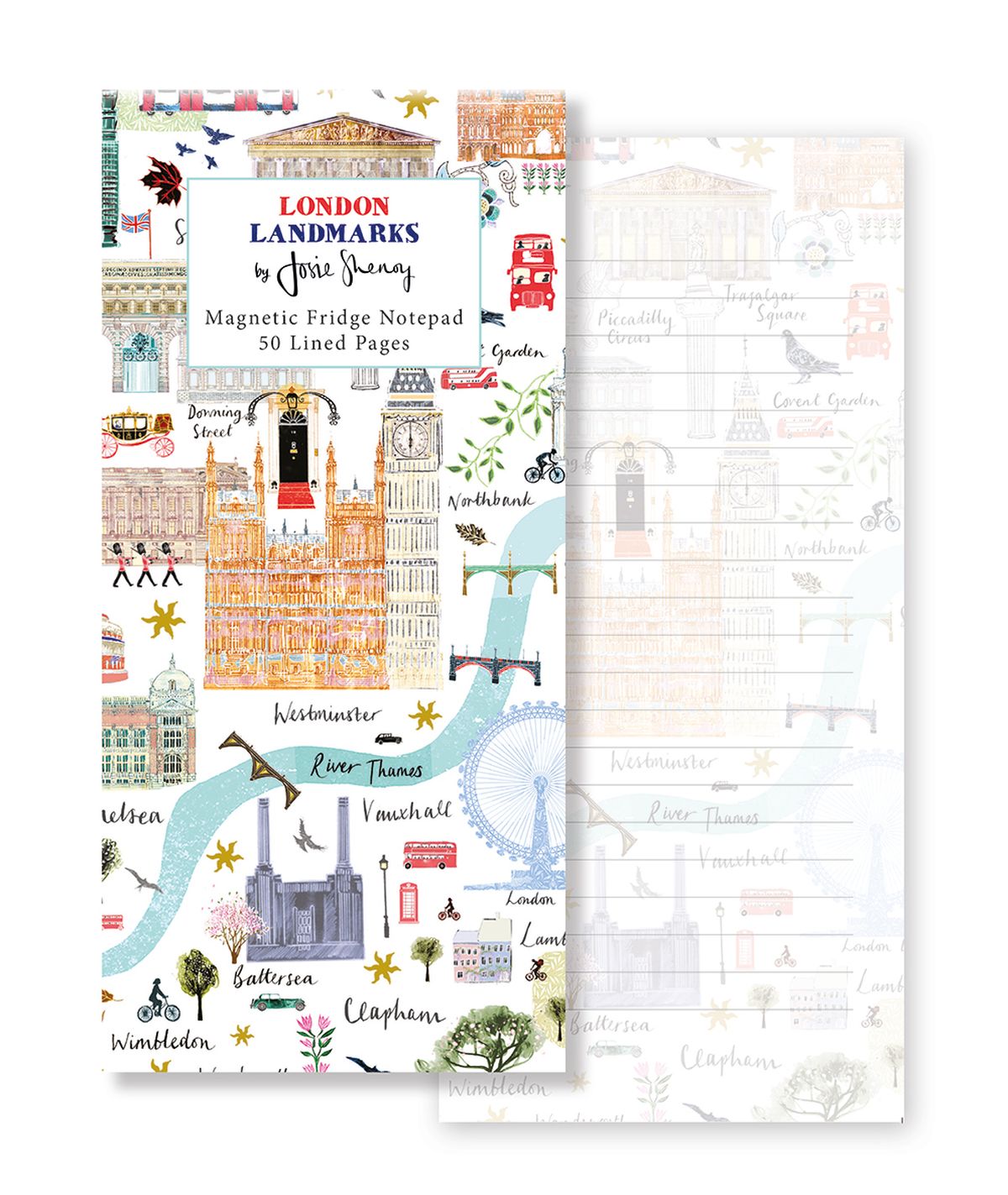 London Landmarks Maps by Josie Shenoy Magnetic Fridge Shopping To-Do List Notepad