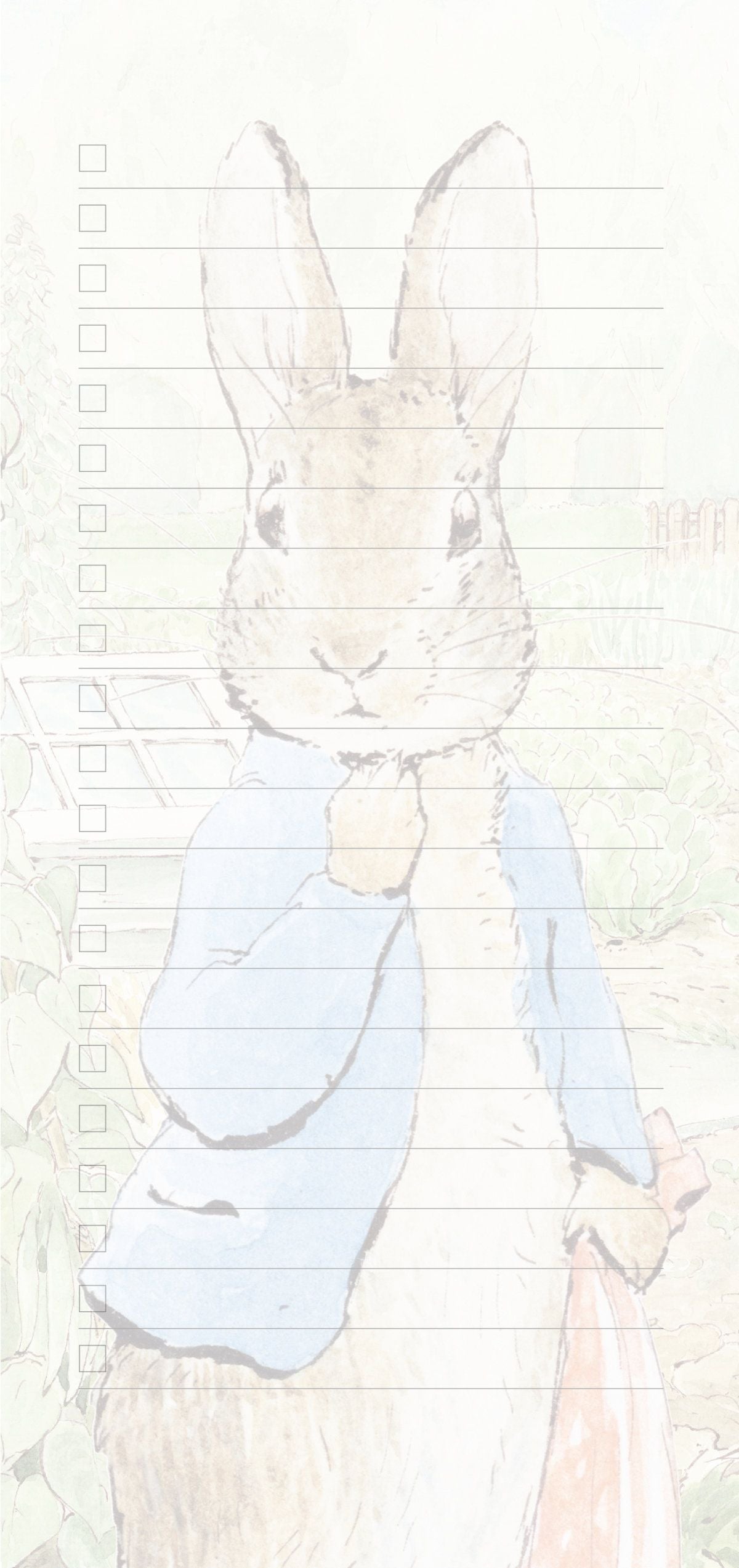 Peter Rabbit in the Garden by Beatrix Potter Magnetic Fridge Shopping To-Do List Notepad