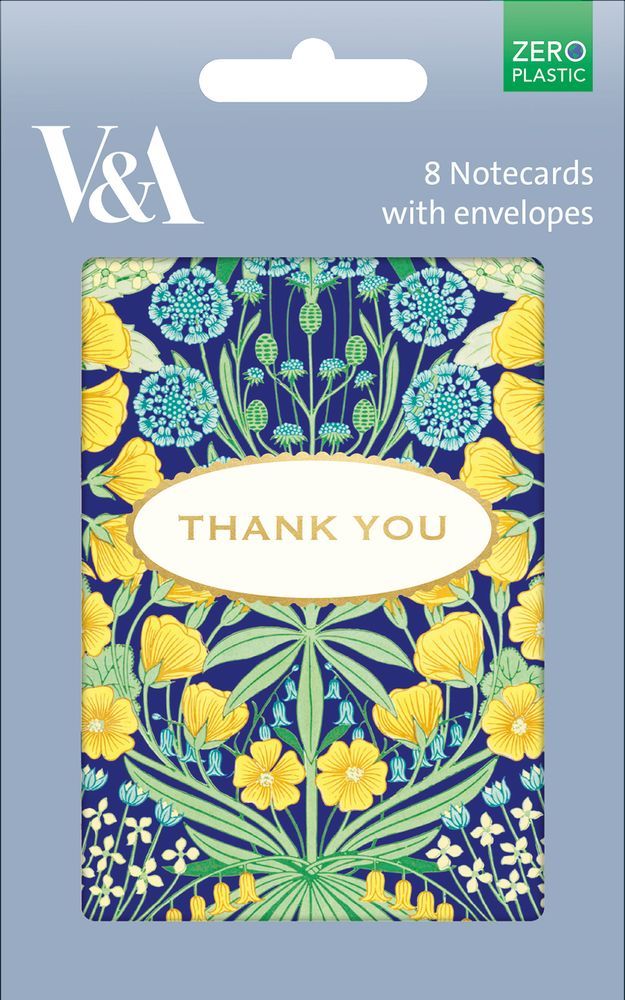V&A Mallow Flowers 8 Thank You Notecards & Envelopes - Bee's Emporium