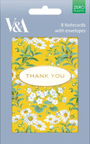 V&A Yellow Daisies 8 Thank You Notecards & Envelopes