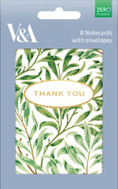 V&A William Morris Willow Bough 8 Thank You Notecards & Envelopes
