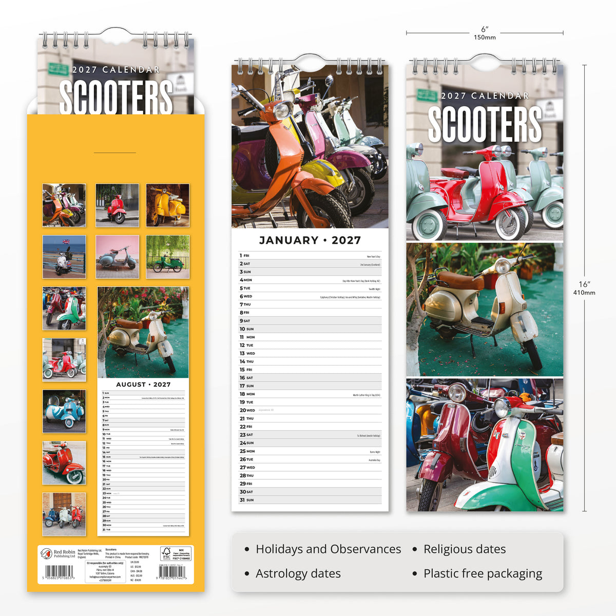 Scooters 2027 Slim Wall Calendar