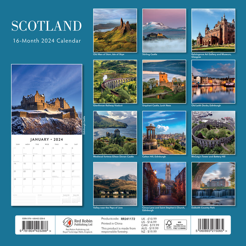 Scotland 2024 Square Wall Calendar