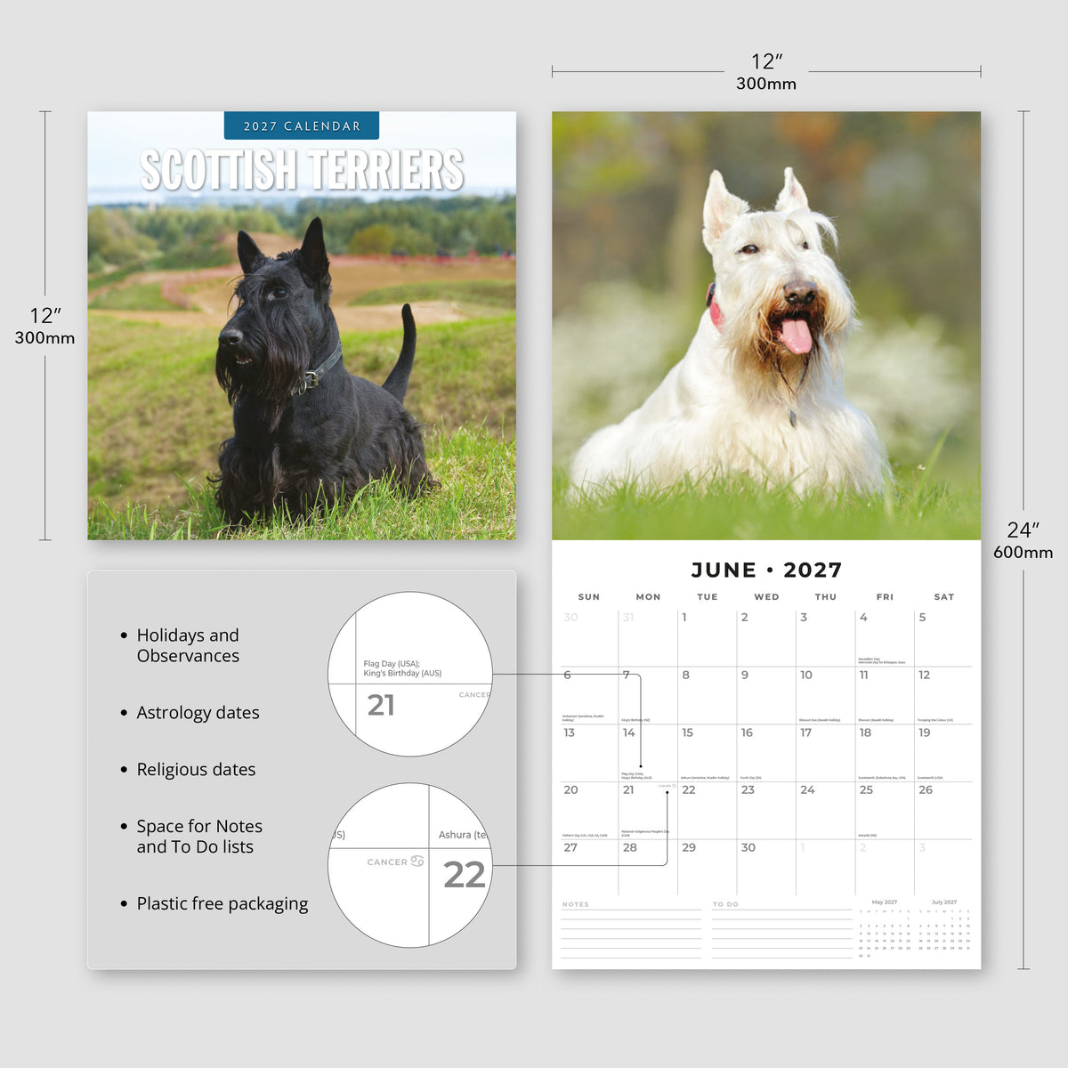 Scottish Terriers 2027 Square Wall Calendar