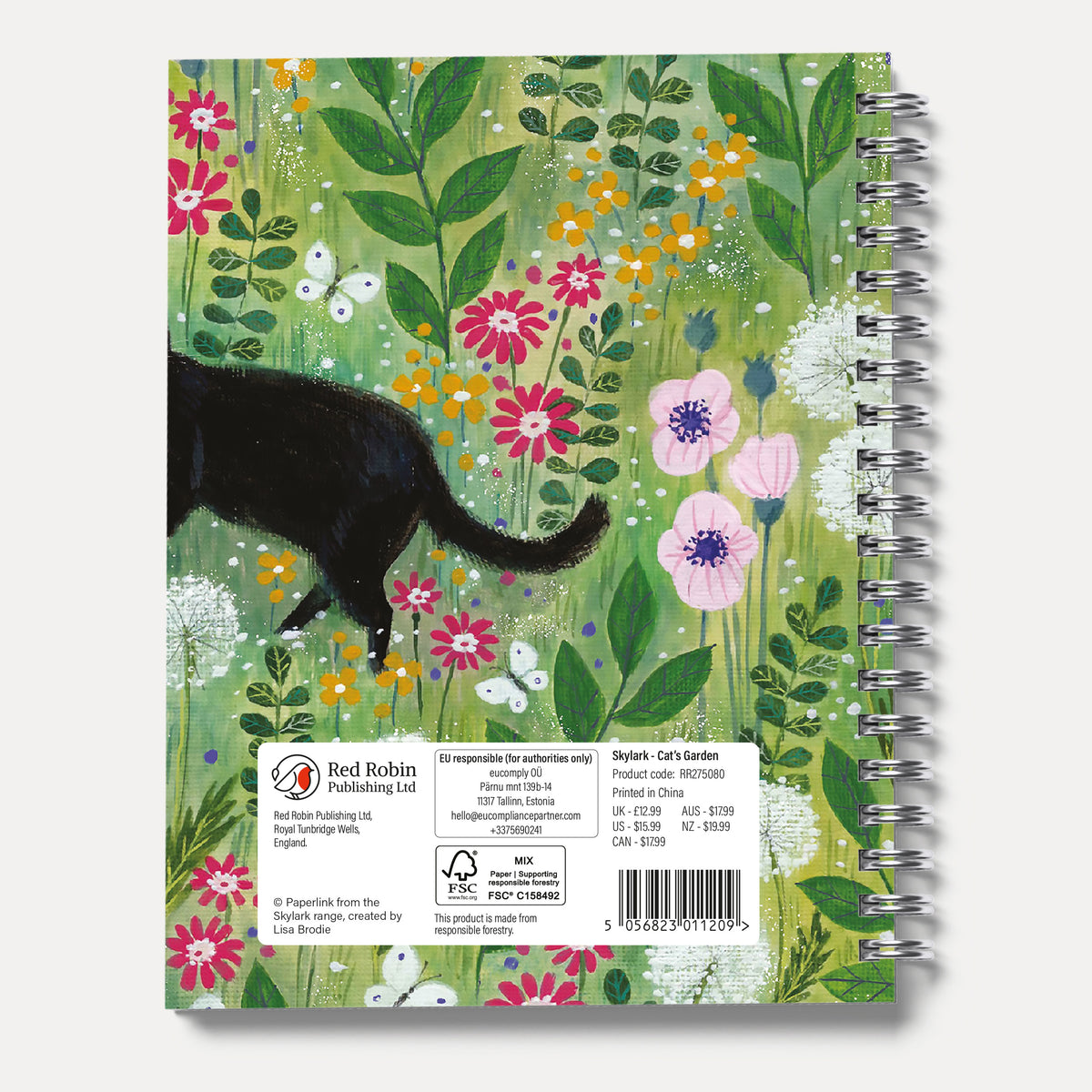 Skylark - Cat's Garden by Lucy Grossmith 2027 A5 Spiral Diary
