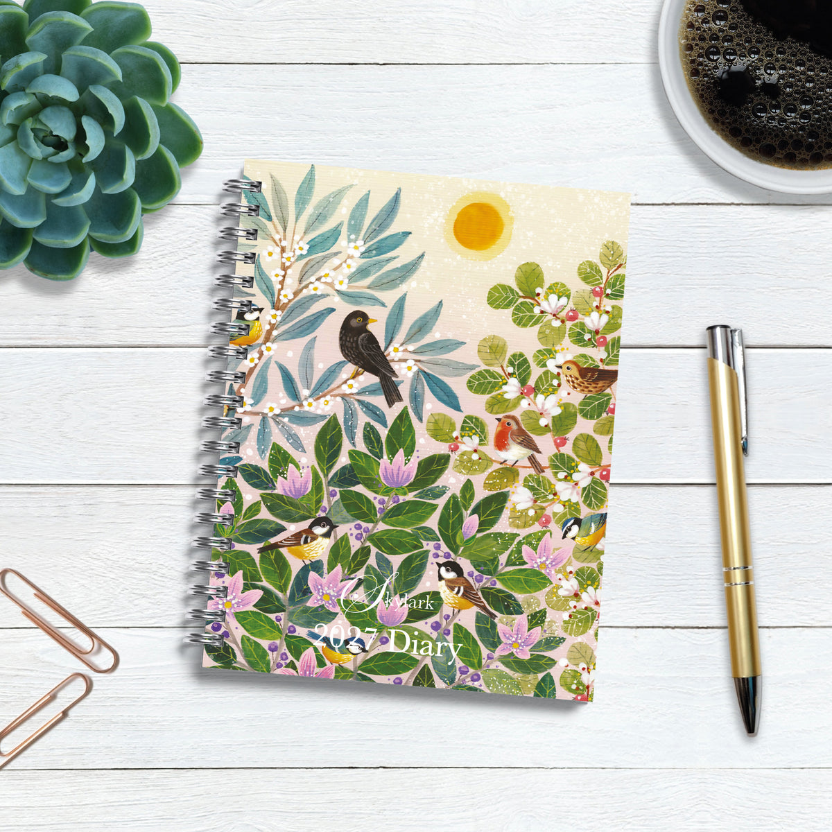 Skylark - Garden Birds by Lucy Grossmith 2027 A5 Spiral Diary