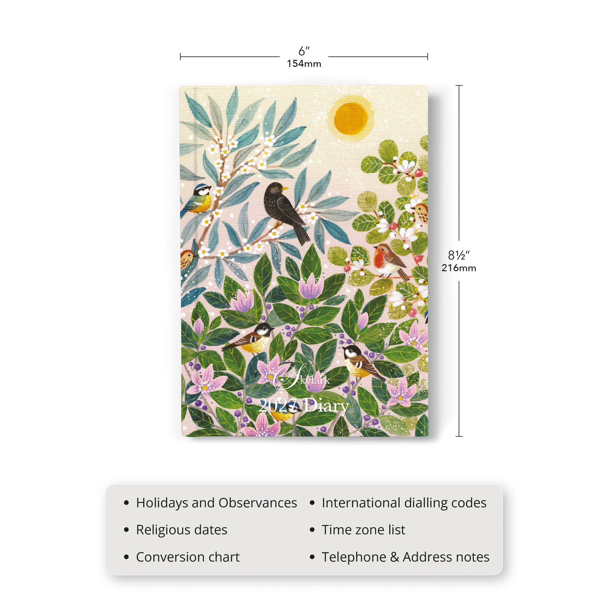 Skylark - Garden Birds by Lucy Grossmith A5 Padded Diary