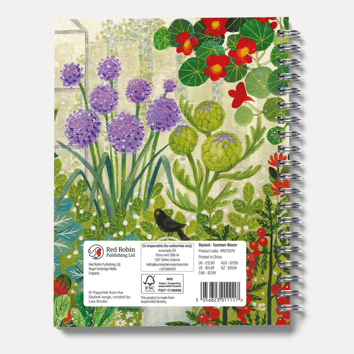 Skylark - Summer Bloom by Lucy Grossmith 2027 A5 Spiral Diary