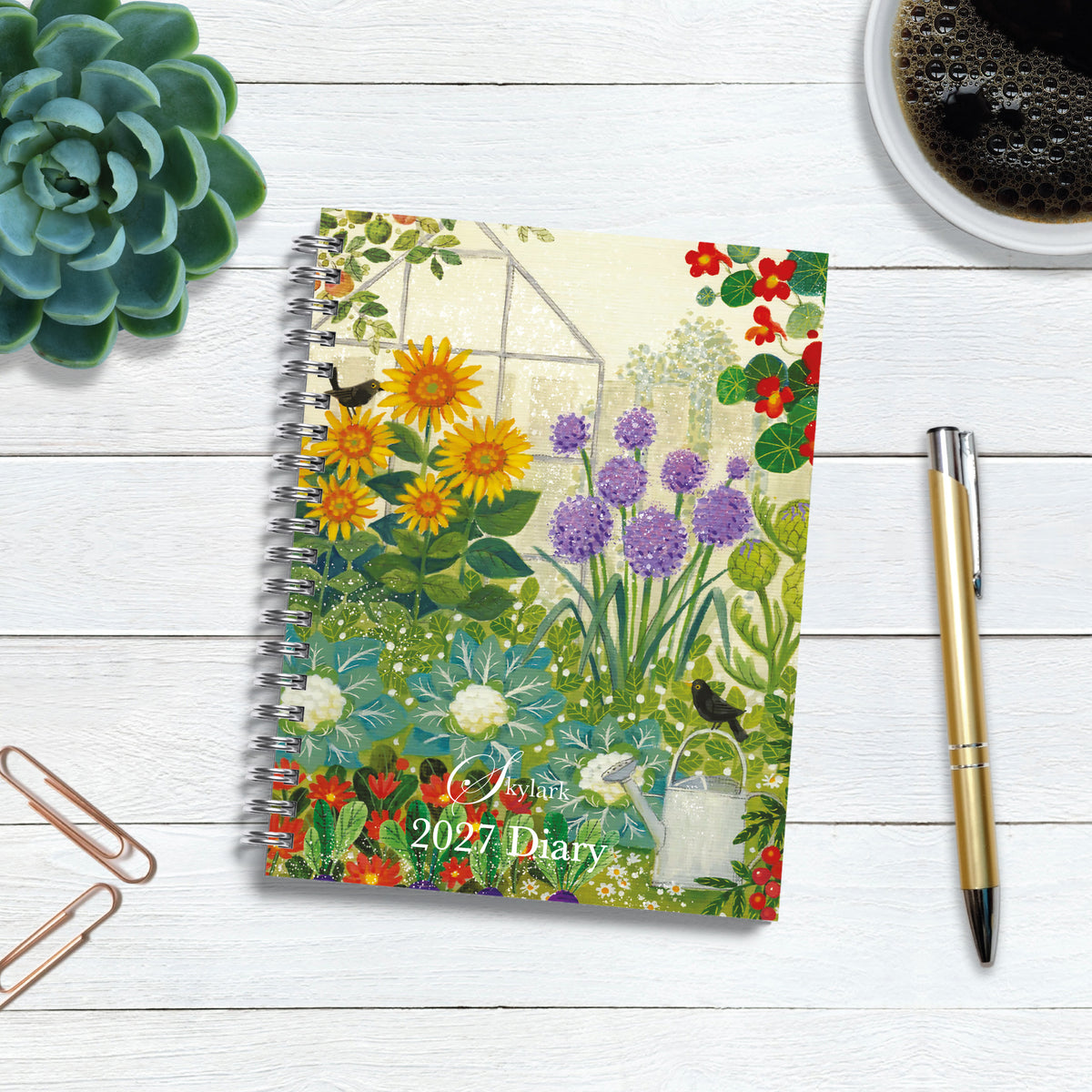 Skylark - Summer Bloom by Lucy Grossmith 2027 A5 Spiral Diary