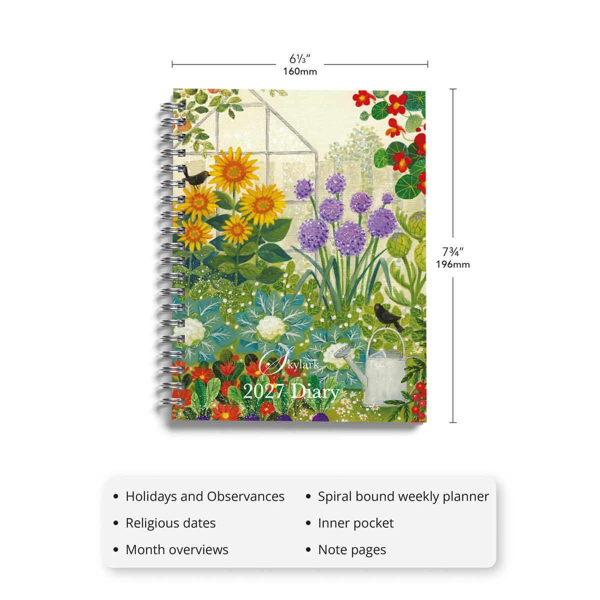 Skylark - Summer Bloom by Lucy Grossmith 2027 A5 Spiral Diary