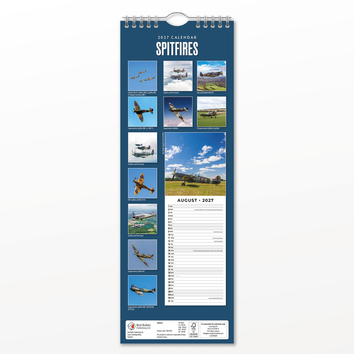 Spitfires 2027 Slim Wall Calendar