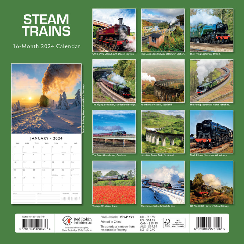 Steam Trains 2024 Calendar Image to u