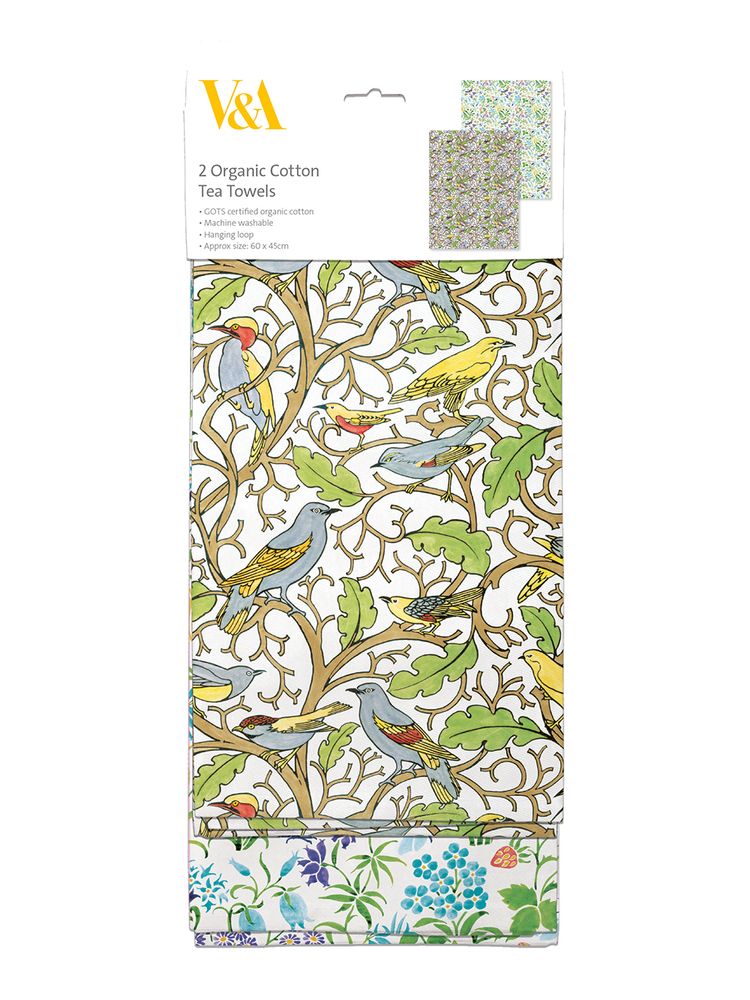 V&A Voysey Designs Set of 2 Organic Cotton Tea Towels - Bee's Emporium