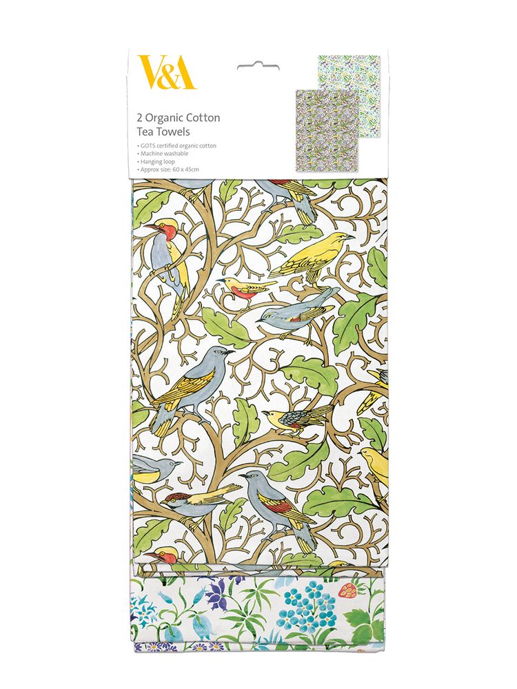 V&A Voysey Designs Set of 2 Organic Cotton Tea Towels