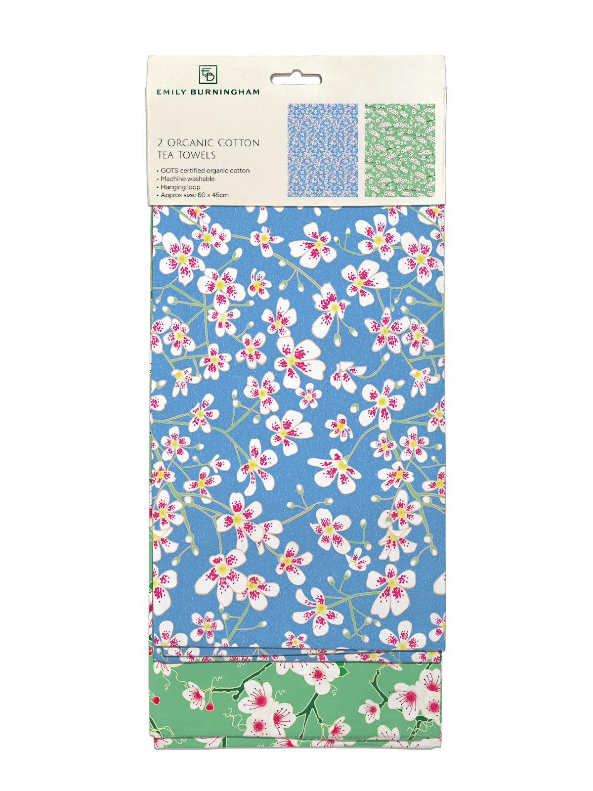 Emily Burningham Floral Blossom Set of 2 Organic Cotton Tea Towels - Bee's Emporium