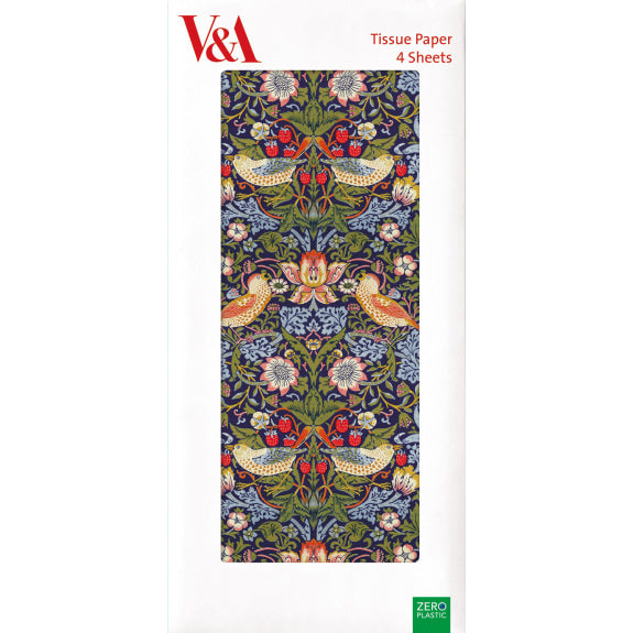 V&A Strawberry Thief Pack of 4 Sheets of Tissue Paper - Bee's Emporium