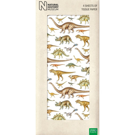 Natural History Museum Dinosaurs Pack of 4 Sheets of Tissue Paper