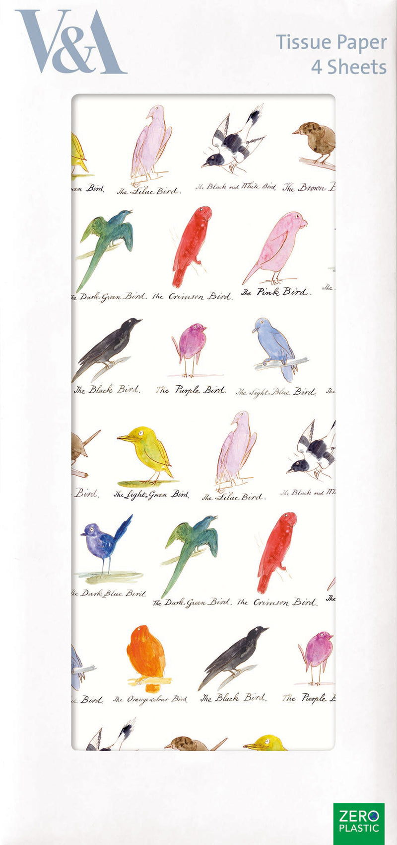 V&A Edward Lear Birds Pack of 4 Sheets of Tissue Paper