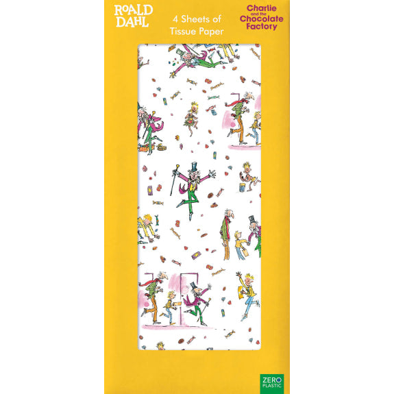 Roald Dahl Charlie and the Chocolate Factory Pack of 4 Sheets of Tissue Paper