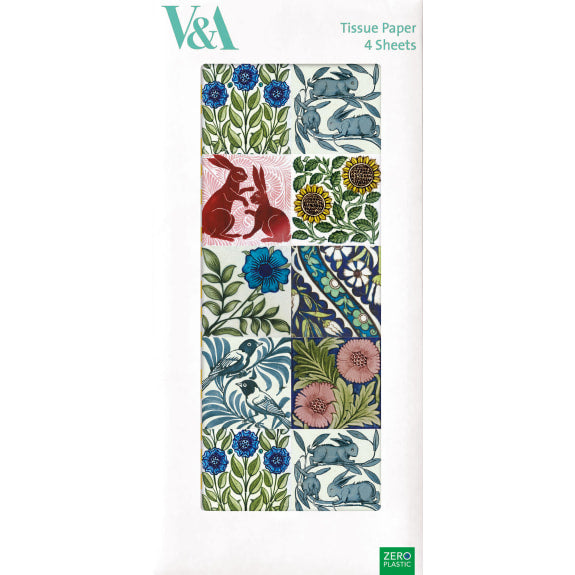 V&A William De Morgan Tiles Pack of 4 Sheets of Tissue Paper