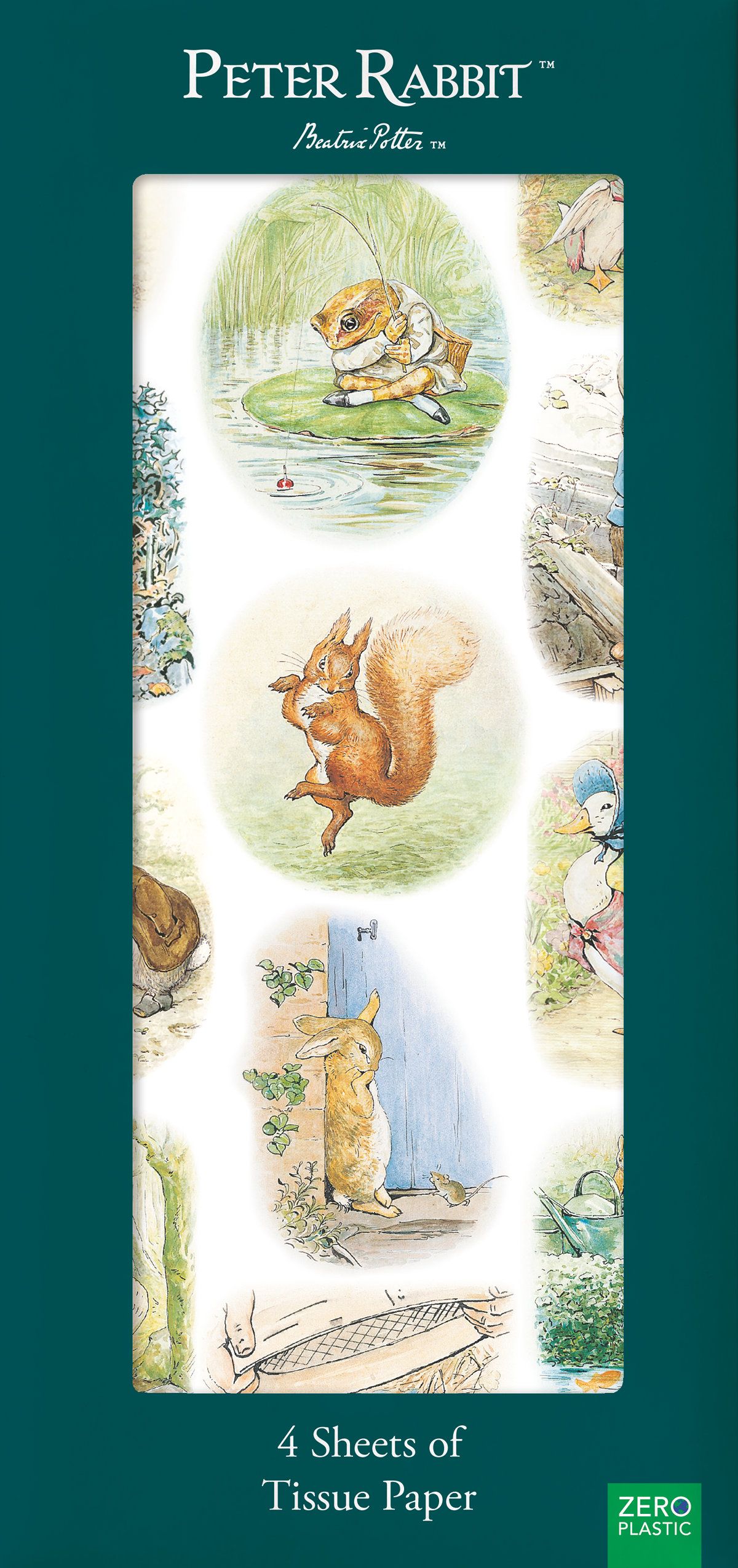 Peter Rabbit & Friends by Beatrix Potter Pack of 4 Sheets of Tissue Paper