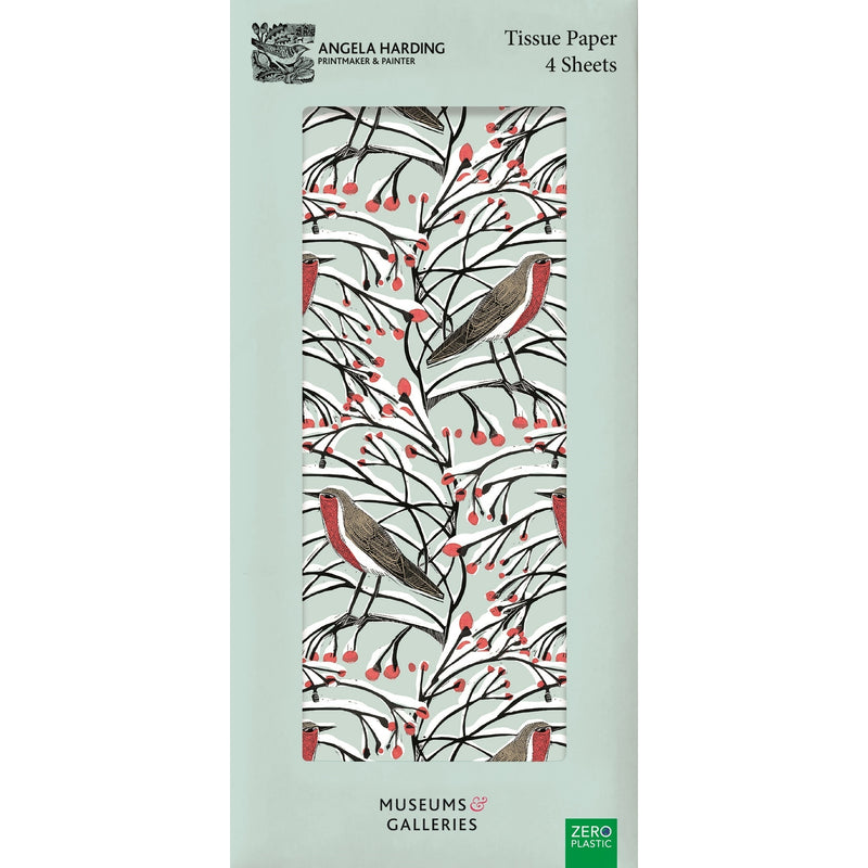 Angela Harding Robin and Berries Pack of 4 Sheets of Tissue Paper