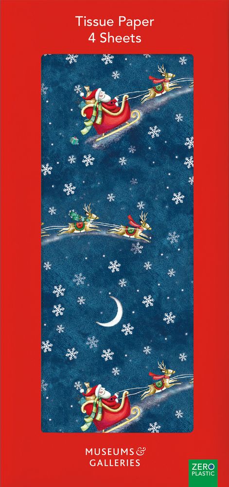 Santa Over the Rooftops by Deva Evans Pack of 4 Sheets of Festive Tissue Paper