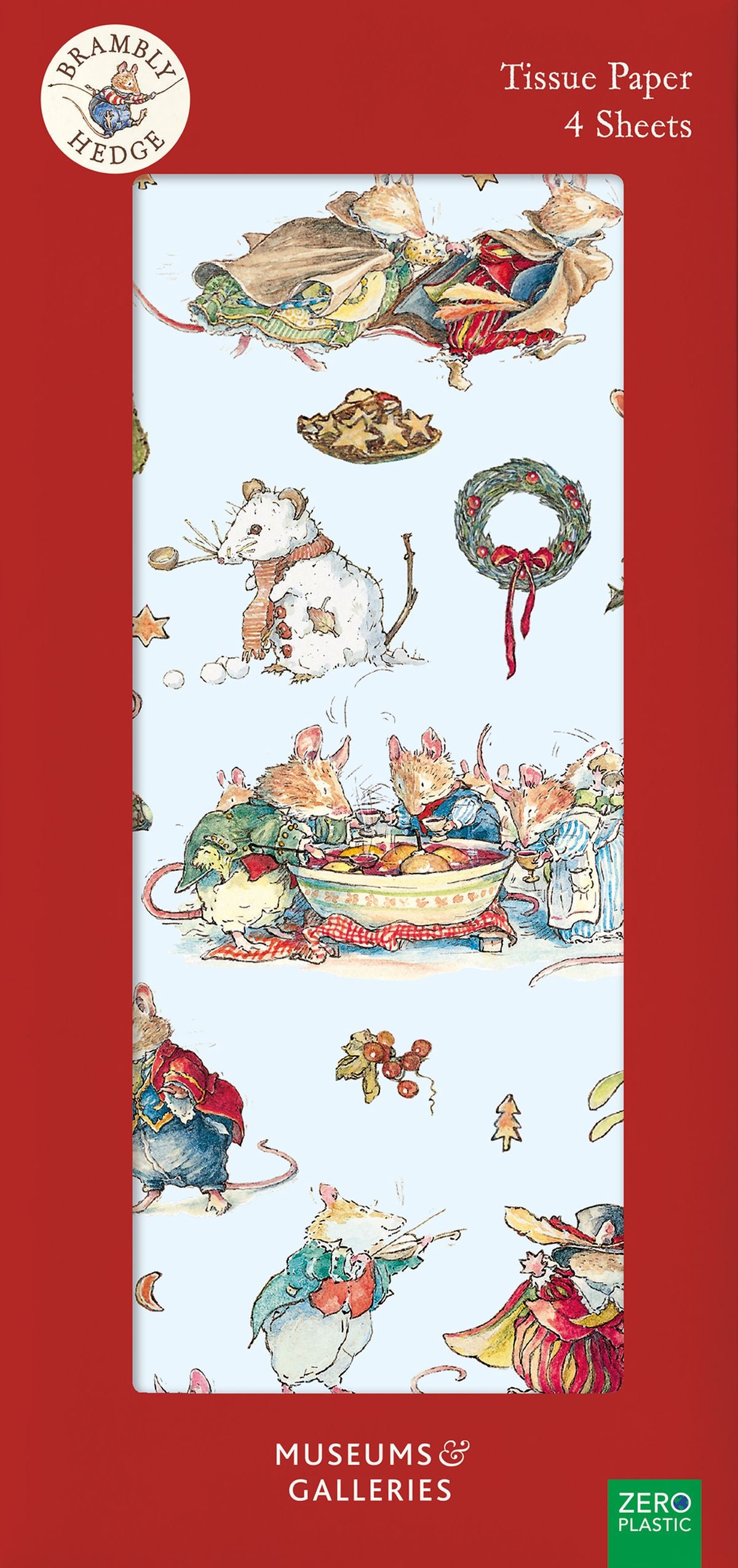 Brambly Hedge The Winter Ball Pack of 4 Sheets of Festive Tissue Paper