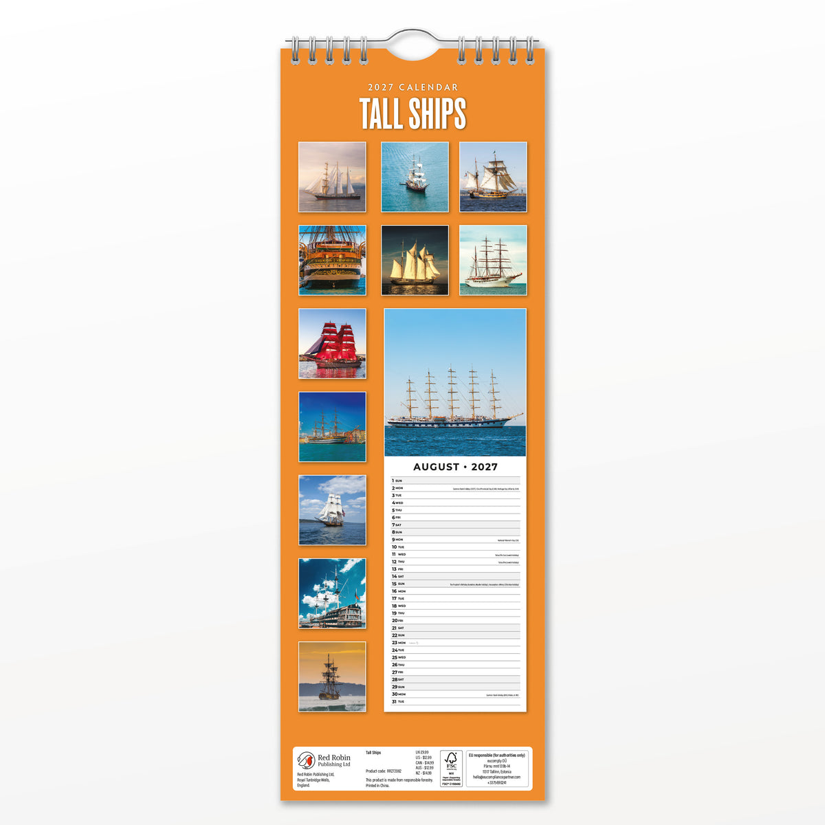 Tall Ships 2027 Slim Wall Calendar