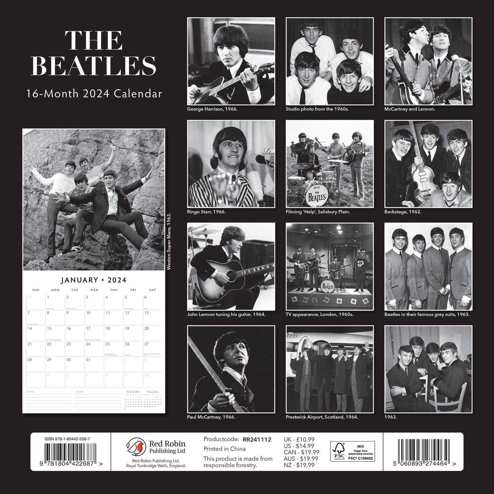 The Beatles 2024 Square Wall Calendar
