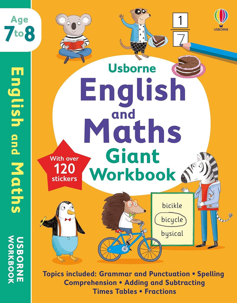 Usborne English and Maths Giant Workbook 7-8 (Paperback)