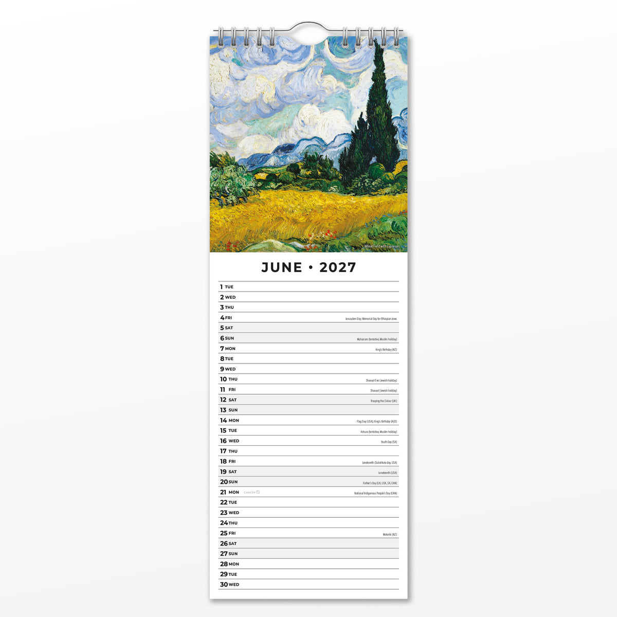 Van Gogh 2027 Slim Wall Calendar