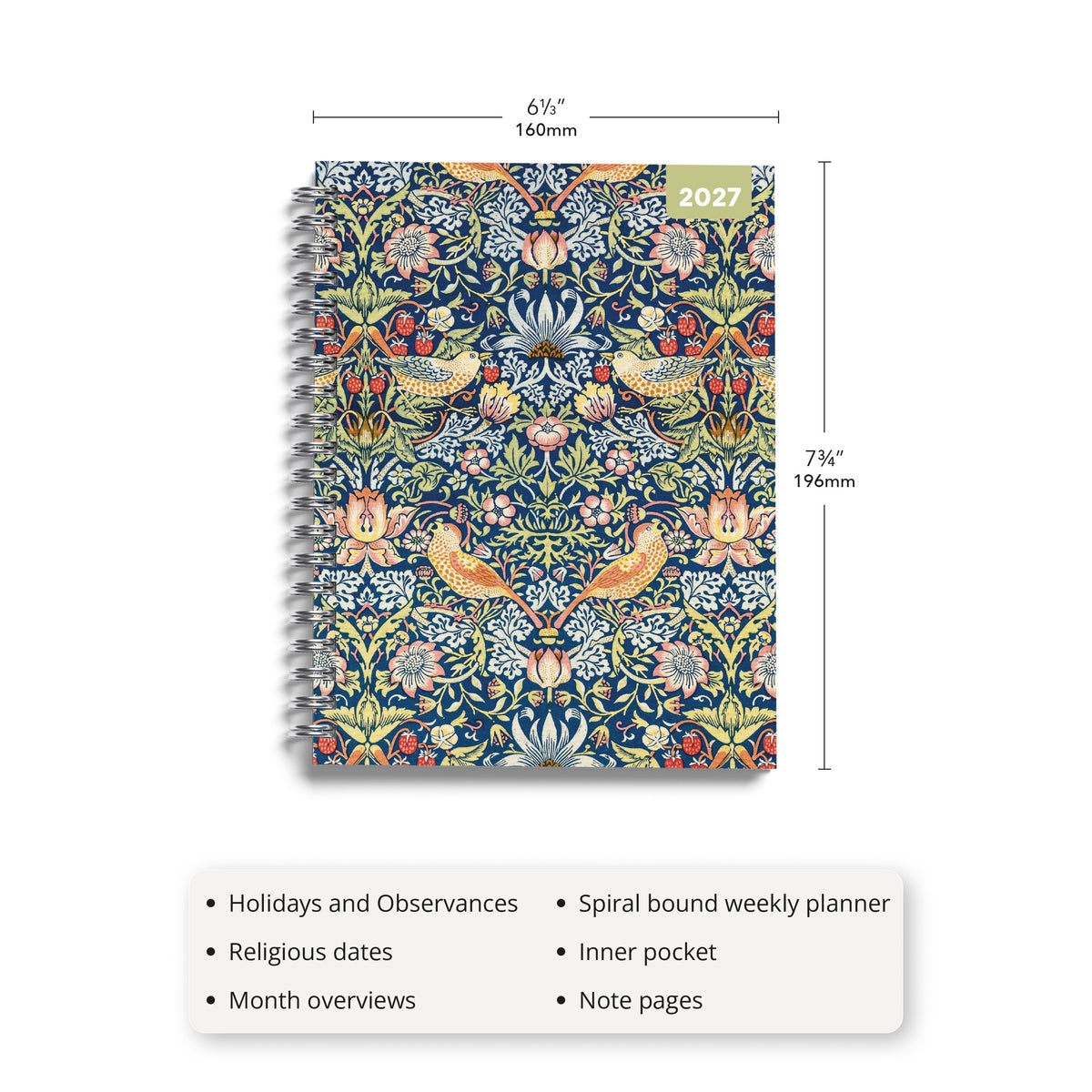 William Morris 2027 A5 Spiral Diary
