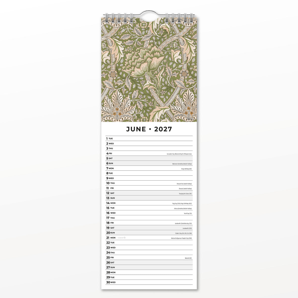 William Morris 2027 Slim Wall Calendar
