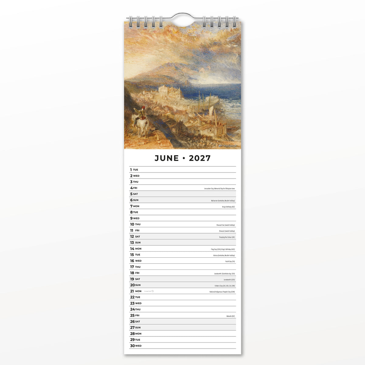 William Turner 2027 Slim Wall Calendar