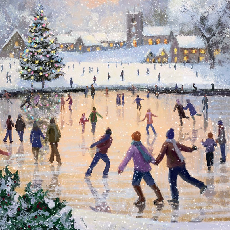 Skating on Christmas Eve by Daniel Rodgers Pack of 8 Charity Christmas Cards