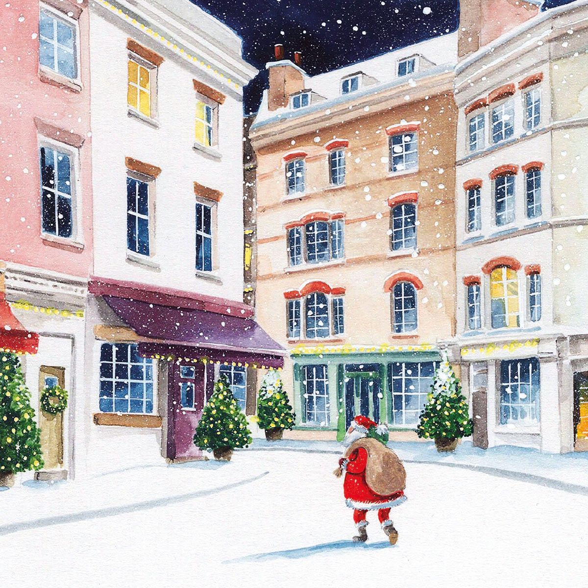 Father Christmas in Town by Tim Mason Pack of 5 Charity Christmas Cards