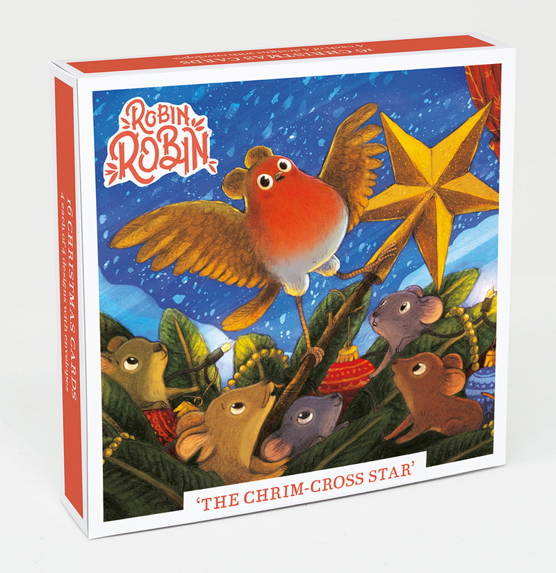 Robin Robin  - The Chrim-Cross Star Box of 16 Christmas Cards