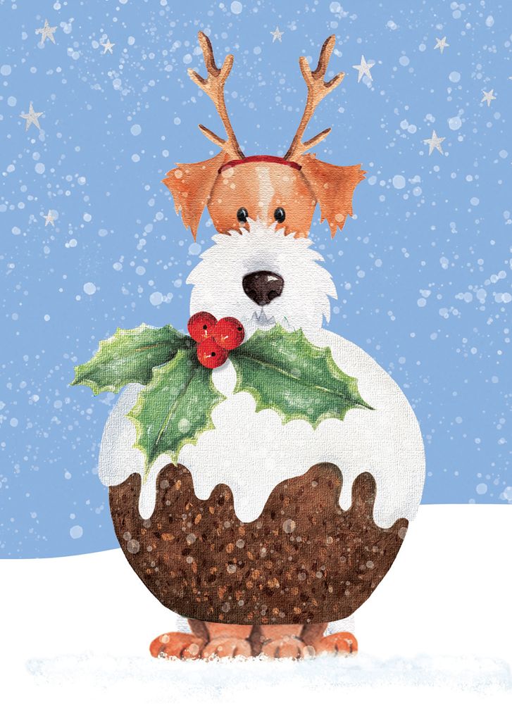 Pudding Pup by Karen Tye Bentley Pack of 8 Christmas Cards