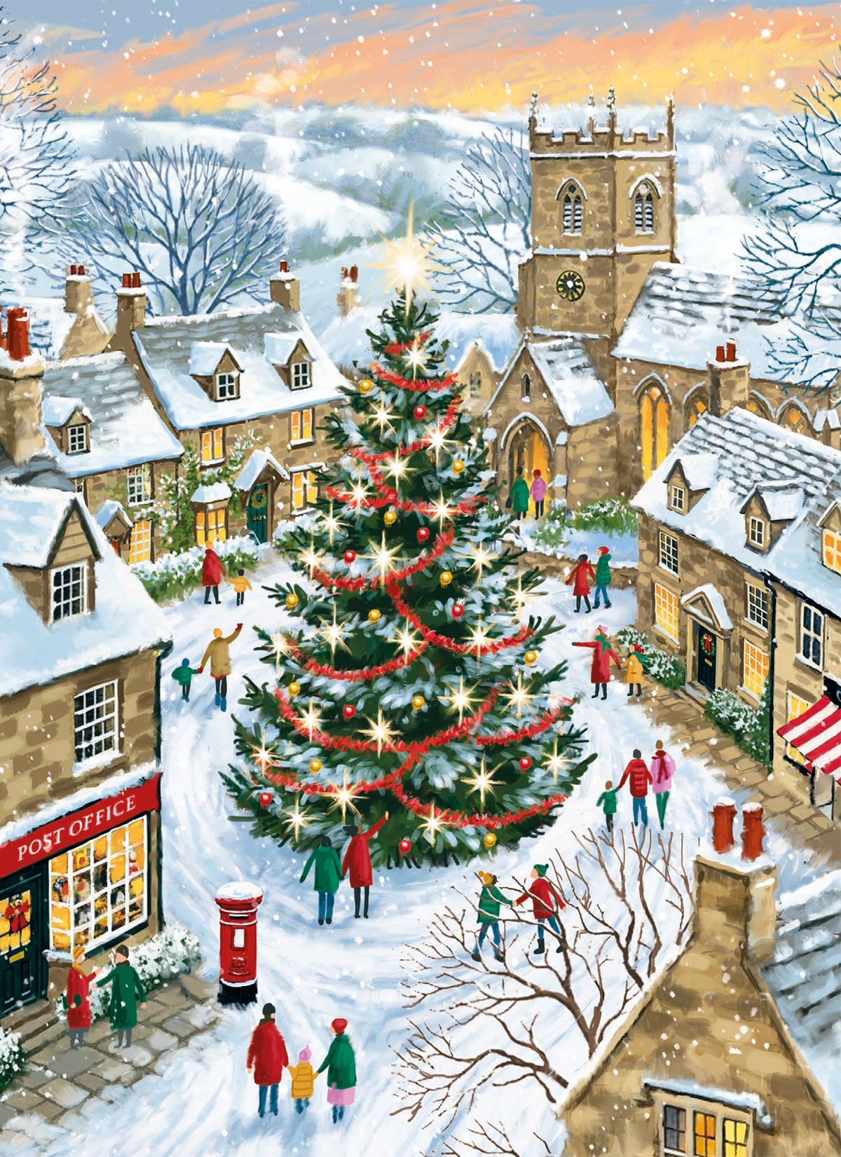 Village Christmas by Ian Saxton Pack of 8 Christmas Cards